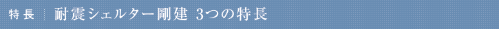 特徴 耐震シェルター剛建　3つの特徴